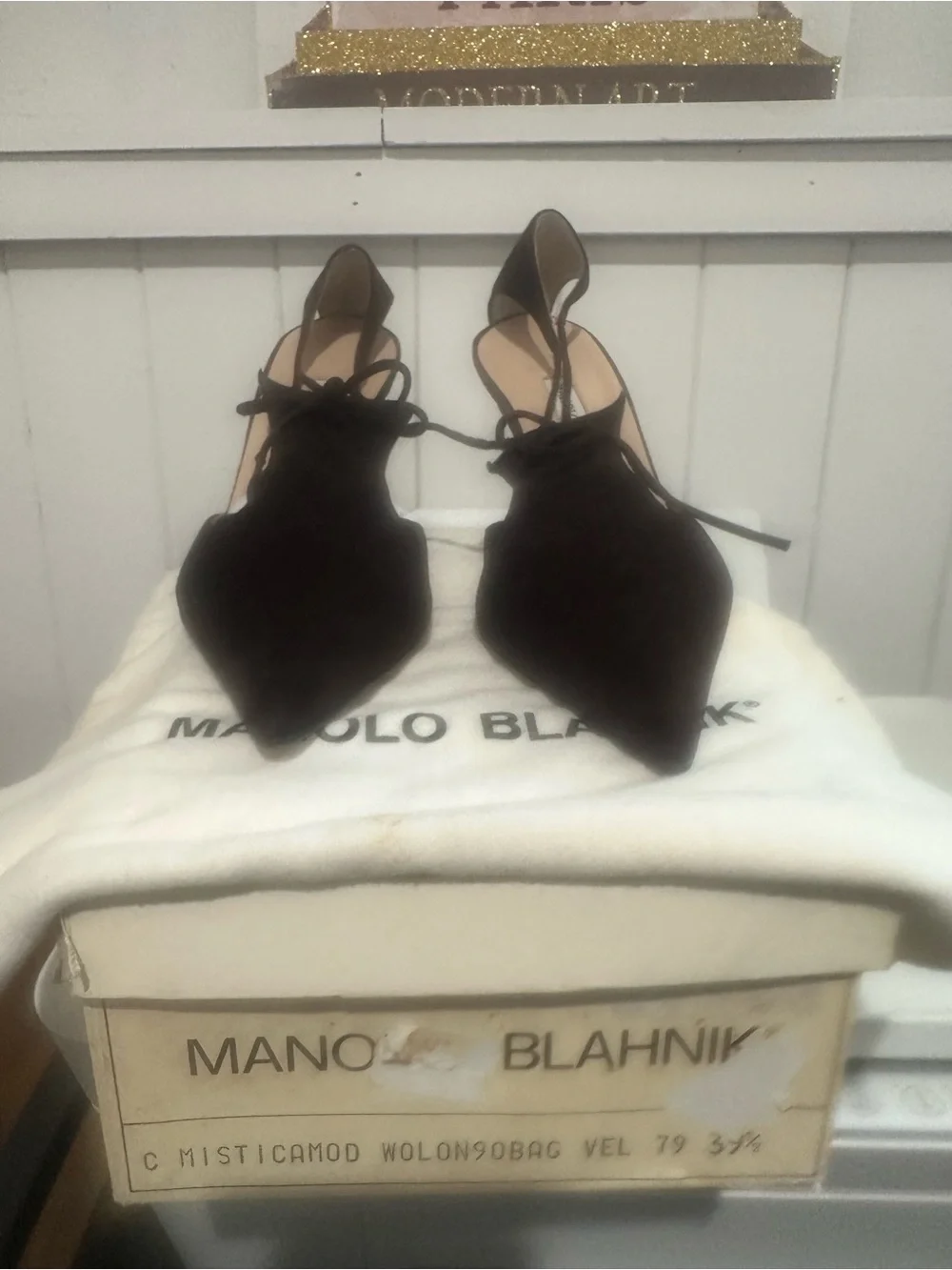 Manolo Blahnik dark brown suede Pointed Lace-Up D'Orsay Pumps
